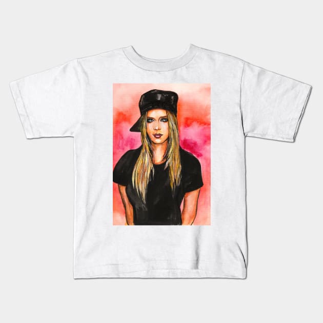 Avril Lavigne Kids T-Shirt by Svetlana Pelin